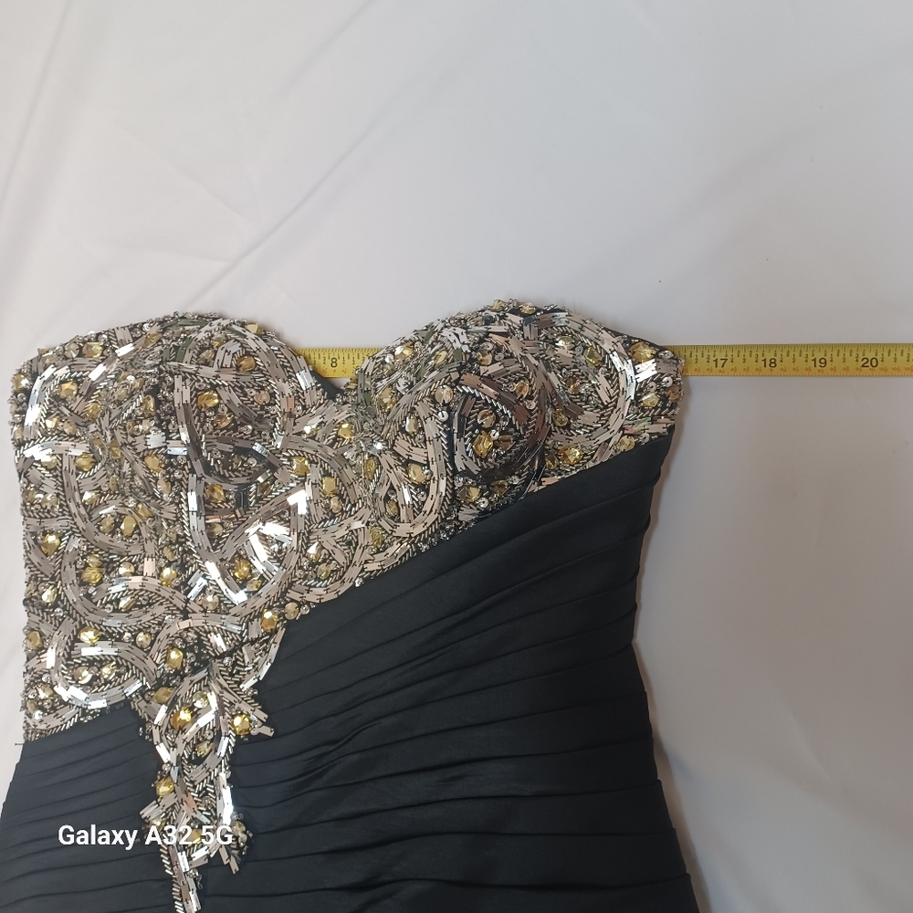 Kiss Kiss Formal Black and Silver Strapless Dress Women Size 10 - Picture 15 of 16